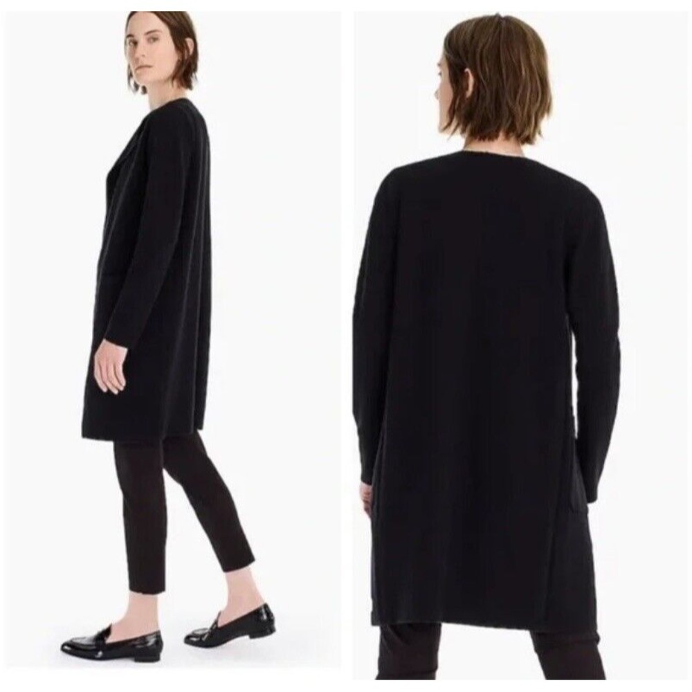 J.CREW 365 Juliette Collarless Sweater Blazer In Black Size M Merino Wool Blend - Picture 8 of 16